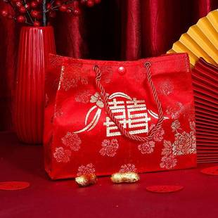 订婚大红色包结婚婚礼礼金婚庆锦缎中国风布艺万元红包袋手提聘金