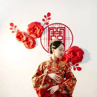 婚房装 饰简约50CM大喜字订婚用品客厅结婚装 扮背景墙装 饰大全套装