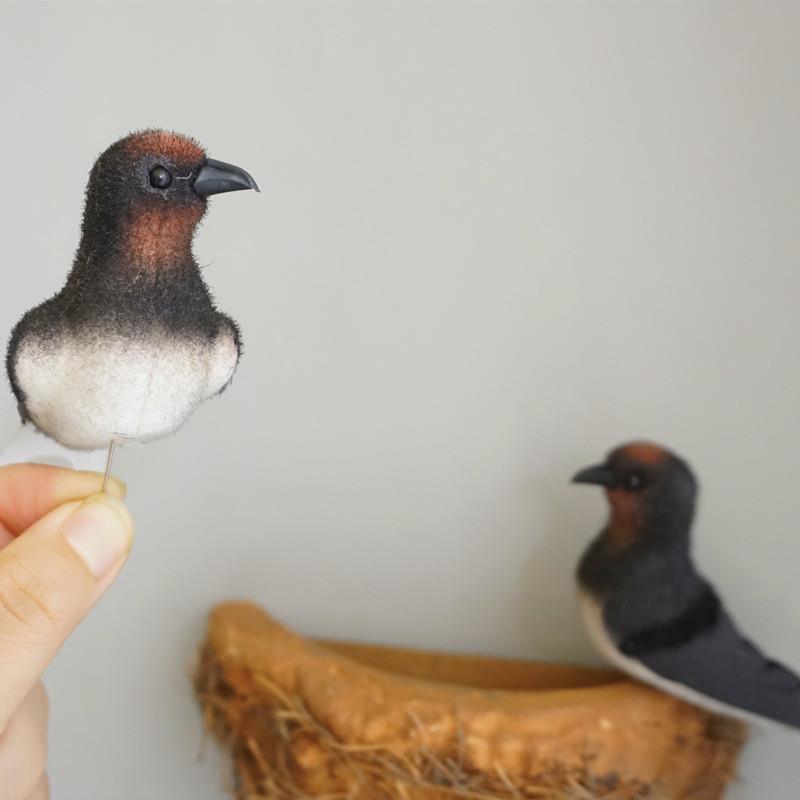 彷真燕子窝装饰墙面美化遮挡燕窝人造燕巢壁挂饰品家居小燕子摆件