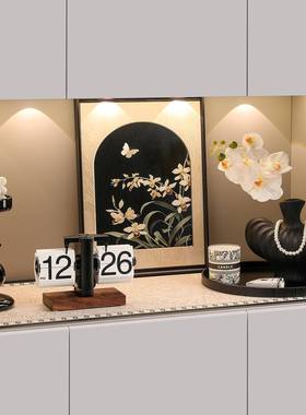 中古风入户玄关钥匙收纳置物架装饰摆件客厅鞋柜软装法式复古摆画