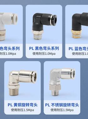气动气管不锈钢快速接头快插10气泵空压机螺纹弯头PL8-02 4 601M5