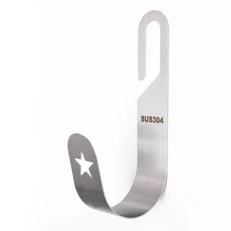 304不锈钢卷圆挂钩洗车水管支架 浇花管子收纳家用大钩子五角星