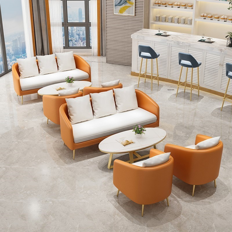 售楼处洽谈桌椅酒店美容院商务接待一桌四椅奶茶店卡座沙发