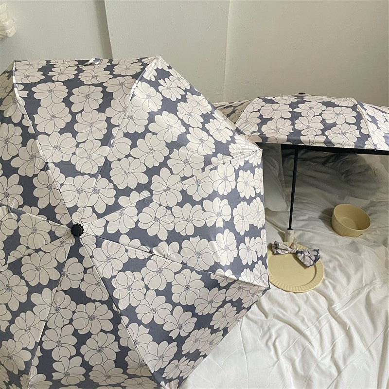 必入!msho定制复古法式花~全自动晴雨两用女折叠遮太阳黑胶雨伞