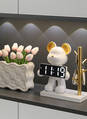 创意暴力熊玄关家居饰品客厅电视柜装饰桌面摆设电子数字时钟