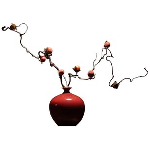 新干支插复古陶瓷红色瓶客厅玄关侘寂风宋代美学装 饰