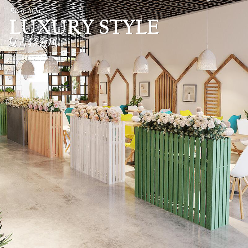 餐厅隔断花架围栏花池室内花坛绿植种花箱饭店护栏防腐木花槽围挡