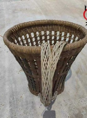 民俗老物件背篓竹篮子农村旧货鱼篓采茶篓农家乐民宿怀旧装饰
