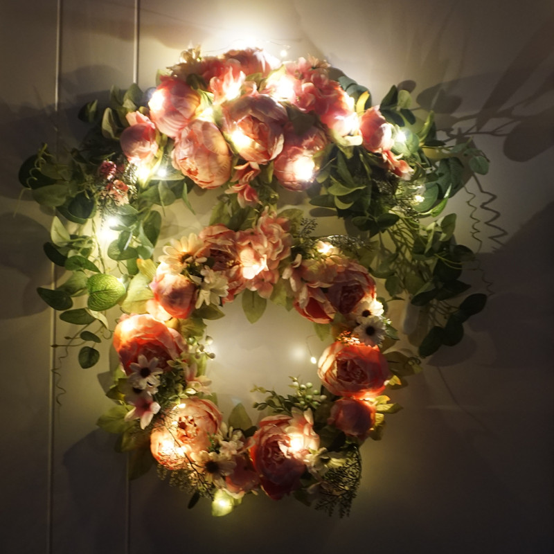 欧式仿真花环门楣假花绢花门饰墙挂壁挂婚庆迎宾牌装饰品家居水牌