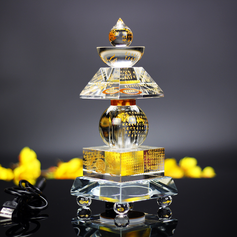 水晶舍利塔密封五轮塔中号装舍利子的塔宝箧印陀罗尼塔木发光底座