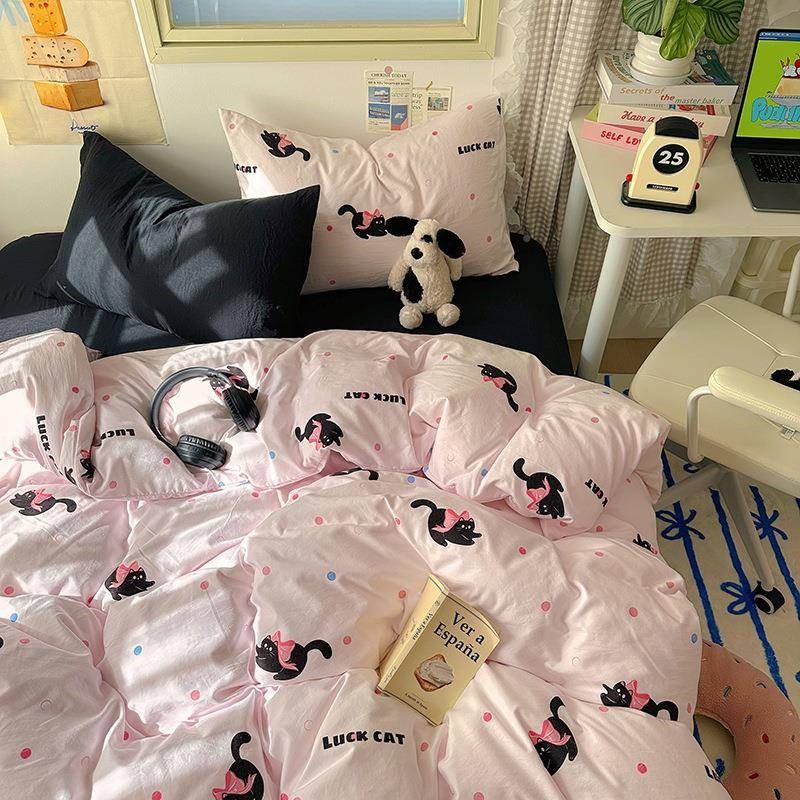 【折扣价】d卡通洗棉被单件水春家季用双人被罩三件套宿舍单人被