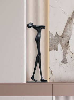 现代创意人形艺术雕塑酒店家x居客厅电视柜壁龛站立人物装饰摆件