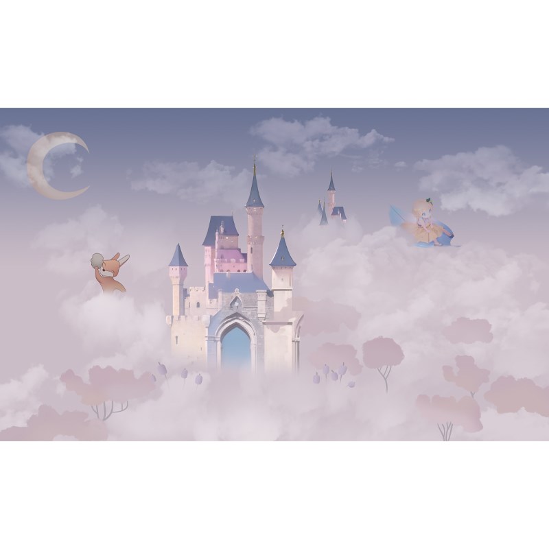 环保无缝墙布现代壁纸梦幻儿童房间床头背景壁布定制城堡壁画