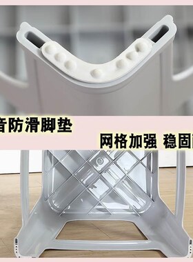 塑料家用加厚大人结实叠放胶凳熟料防滑方形特厚红色高板凳