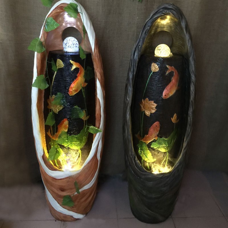 财源滚滚流水喷泉落地摆件轮招财业礼品 年年有余 新居礼品