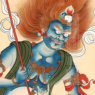 面燃大士神像水陆法会鬼王挂画焰口焦面供奉装饰画书房玄关卷轴画