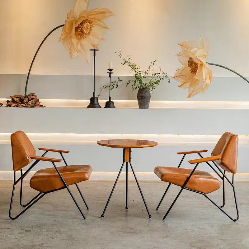 复古风铁艺咖啡厅桌椅子休闲清吧桌椅洽谈奶茶店甜品餐厅沙发