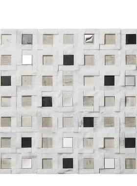 名玛汇白色石材马赛克瓷砖电视背景墙玄关无缝凹凸天然大理石墙贴
