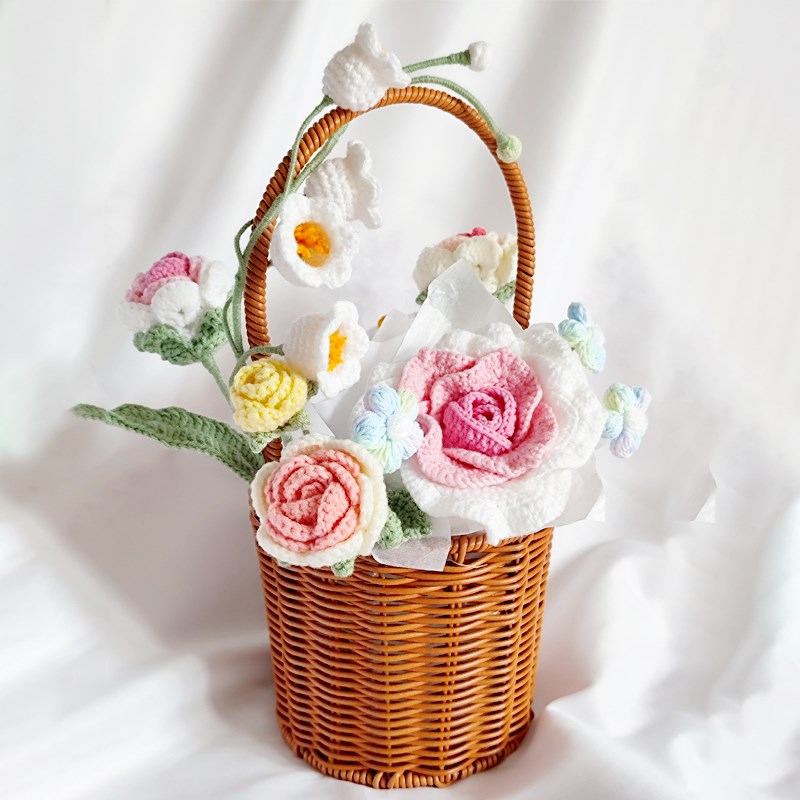 仿藤编手提花篮家用装饰编织花盆客厅插花柳编摆件手工田园风篮子