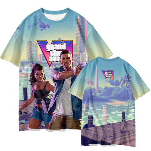 GTA6游戏R星周边侠盗猎车手电玩速干短袖t恤衫男女冰丝感凉快半袖