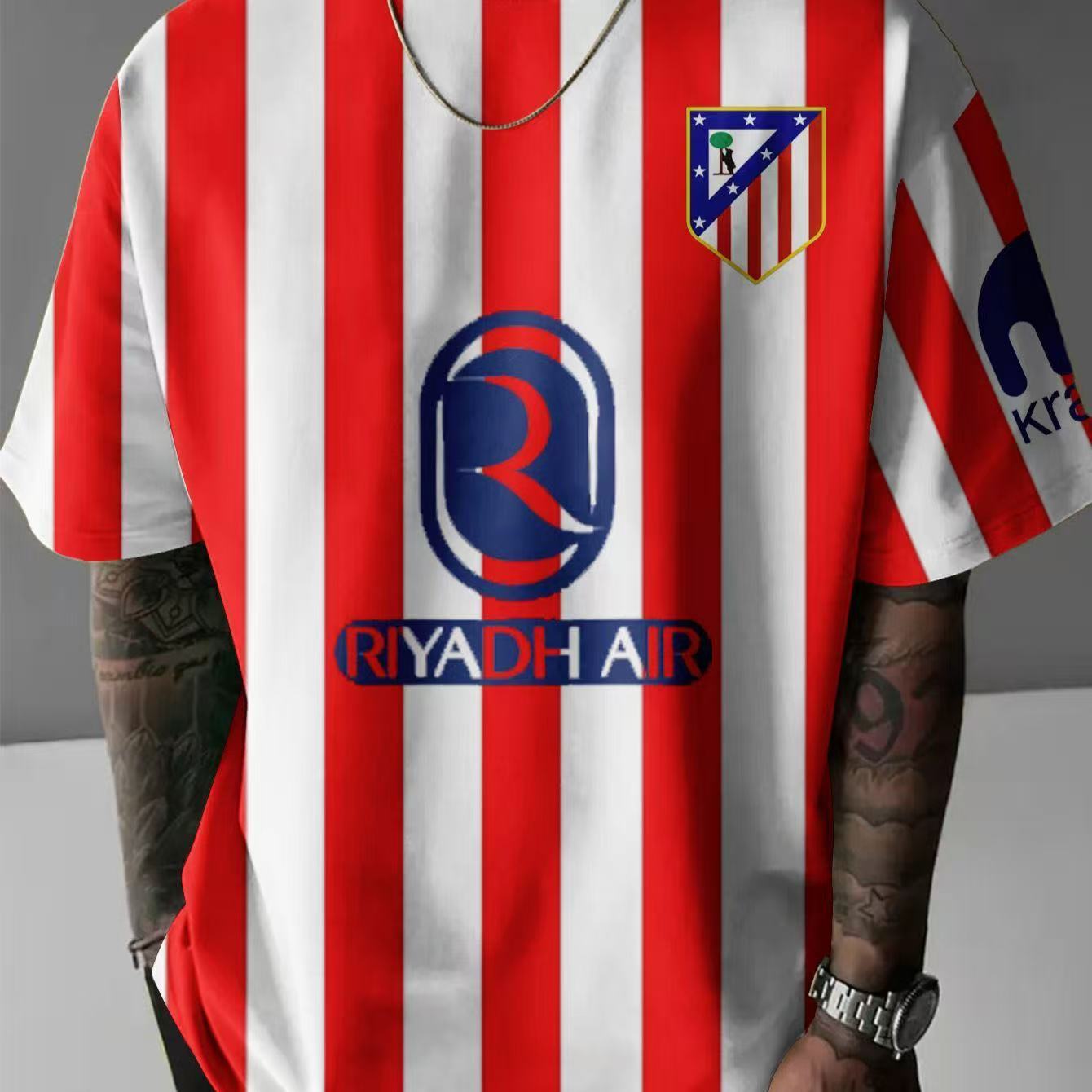 2026陕西联合队服球员足球衣服速干短袖t恤周边球迷红白条纹半袖