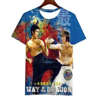 百搭短袖 2025夏季 印花复古热销休闲男女同款 李小龙3D数码 T恤 新款