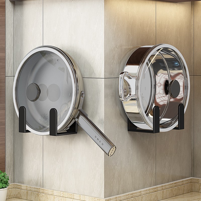 厨房置物放炒锅的架子炒r菜锅架墙上锅盖锅具壁挂式免打孔收纳神