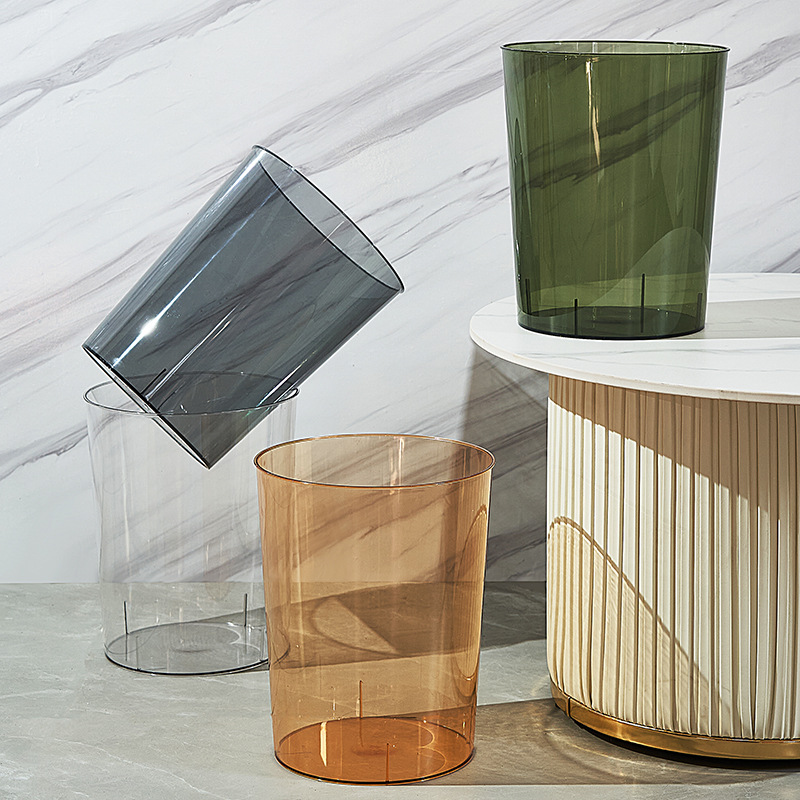 A64 A65圆形简约PET透明办公室直筒垃圾桶学校教室纸篓大垃圾桶