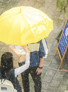 新款 韩剧边佑锡金惠允双人同款黄色雨伞背着善宰跑复古抗风16骨