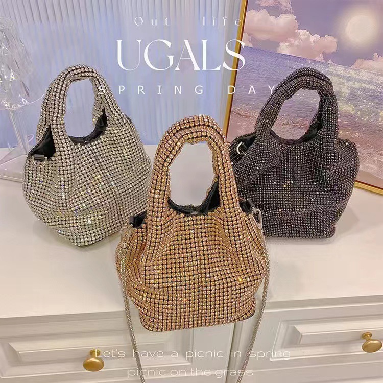 超闪亮钻包包女高级新款闪闪背心感满钻水桶包斜挎2023包手提包
