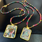 唐卡国风混彩 碧玺前世今生半手绘太钢高端卡其拉姆藏式 高定款