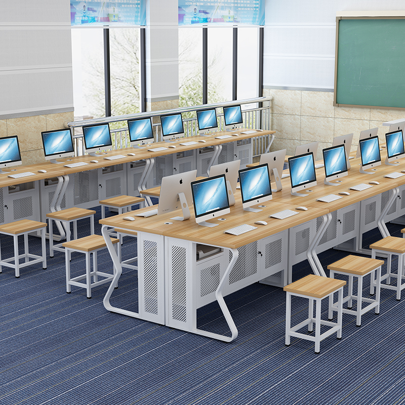 学校电脑桌微机室机房电脑桌椅培训室辅导班级双人定制椅子考试