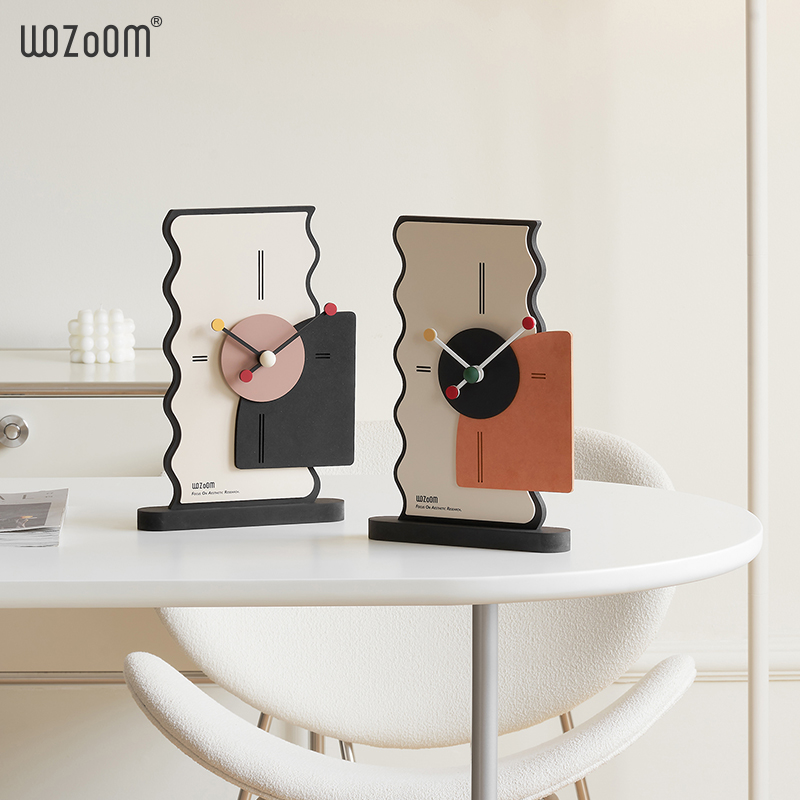 WOZOOM屋准桌面座钟摆件家居饰品卧室玄关装饰钟表高档电视柜