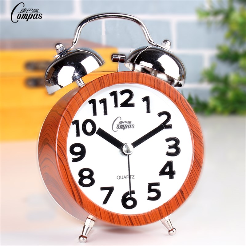 创意静音个性现代学生夜视灯闹钟床头金属闹钟欧式复古怀旧闹钟摆
