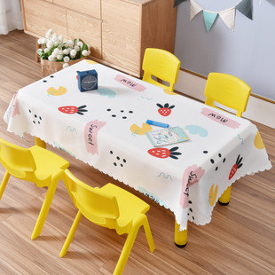 幼儿园桌布防水防油免洗美术室绘画画小新耐脏爱卡通桌子布