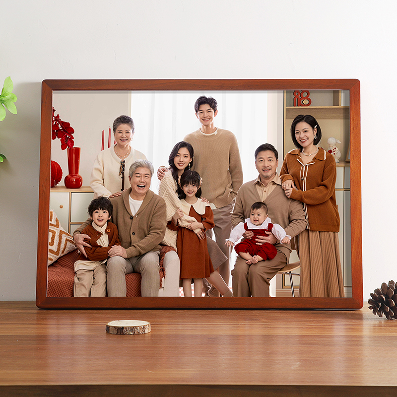 洗照片做成全家福相框相片带打y印加冲印婚纱照a3挂墙实木摆台定