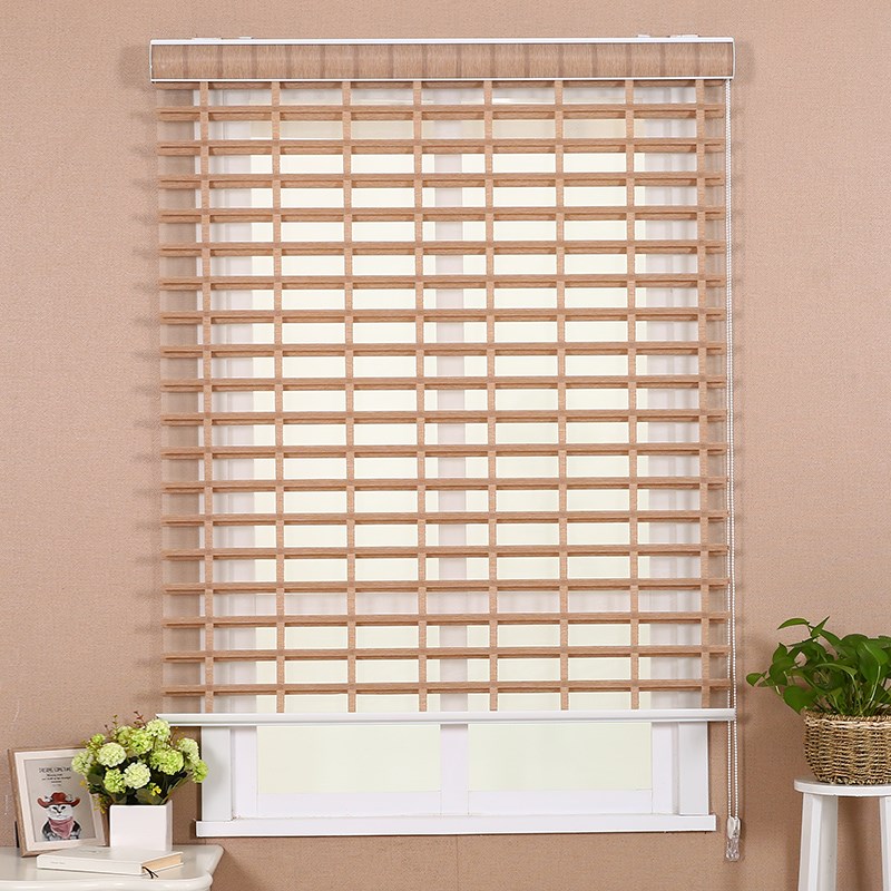 卷帘柔纱书房百叶香格里拉帘免打B孔客餐厅卧室防水办公梯带遮阳