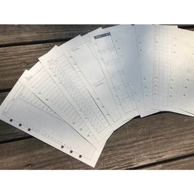 手帐活页内芯 活页纸A5slim单色内页规划替芯合辑6孔方格空白横线