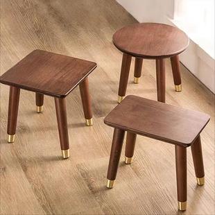 实木小凳子换鞋凳儿童凳圆凳铜脚凳礼品凳门口方凳长凳家用小