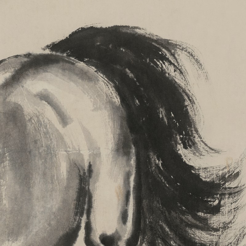 徐悲鸿立马图国画高清艺术微喷家居客厅办公室玄关书房装饰卷轴画