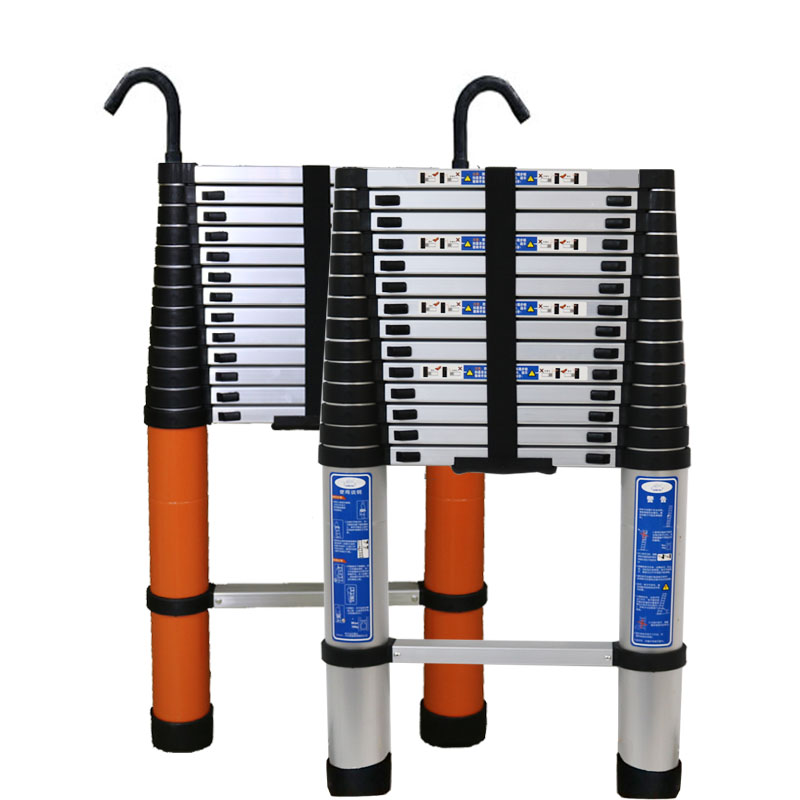 便利式家用伸缩梯阁楼梯带安全钩工程梯子特粗加厚铝合金节梯爬梯