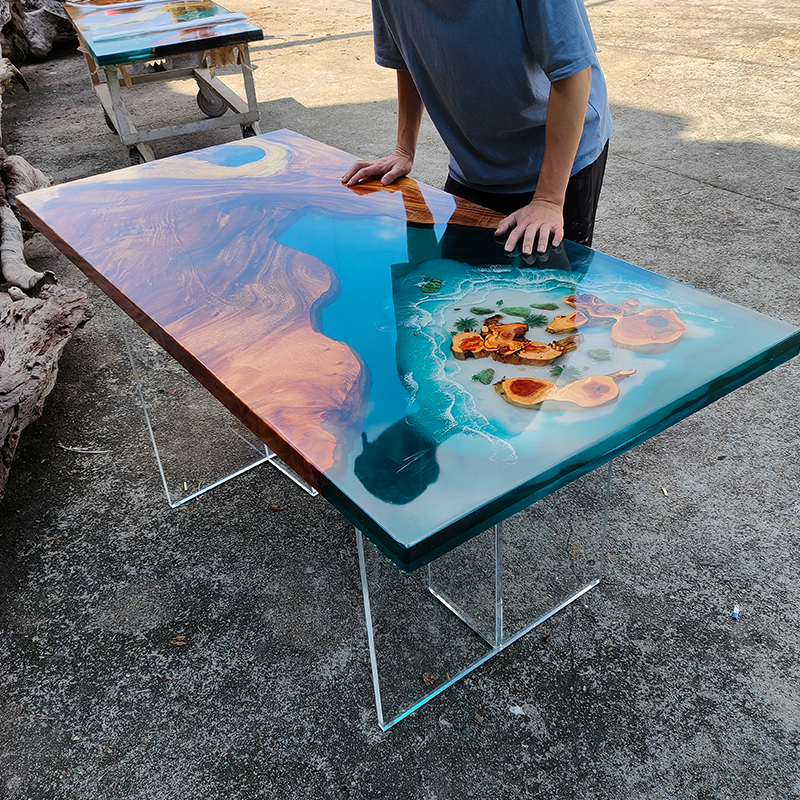 环氧树脂河流桌面实木大板海浪茶桌餐桌创意茶几茶台整板家具