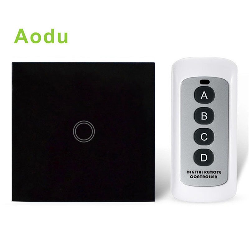 奥都智能触摸遥控开关单火线射频433无线钢化玻璃面板开关1路