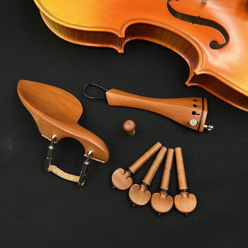 一枣木中提琴,镶嵌乌木圈,腮托/琴轴/尾柱/拉弦板