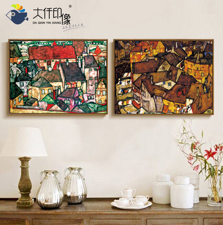 席勒小镇现代客厅装饰画沙发背景墙挂画壁画挂画相框画