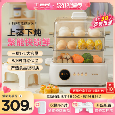 TER聚能鲜蒸锅电蒸锅蒸炖锅多功能家用隔水炖盅大容量预约蒸汽锅