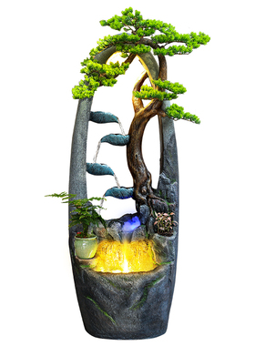 客厅中式流水喷泉室内循环水生财装饰落地假山鱼缸景观加湿器