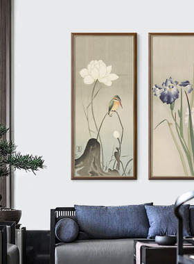 上品印画 翠鸟和莲 新居酒屋玄关走廊过道卉挂画饰画