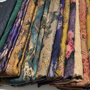 真丝罗布料重磅丝绸%桑蚕丝香云纱龟纹大块布头零料仓处理