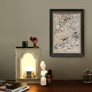 画玩美法式 饰画玄关中古风壁画新鸟刺绣挂画 复古客厅装